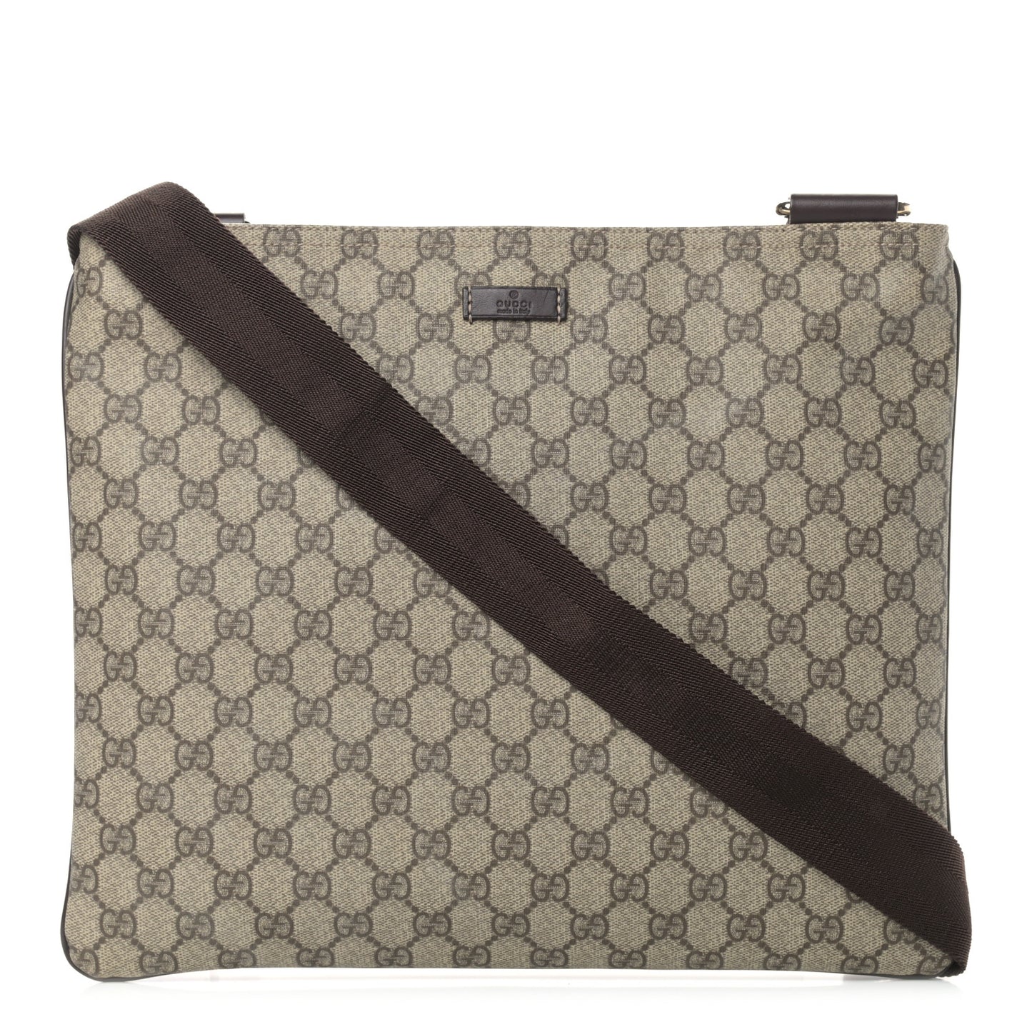 GG Supreme Monogram Medium Flat Messenger Bag Dark Brown