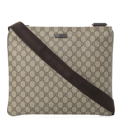 Gucci GG Supreme Monogram Medium Flat Messenger Bag Dark Brown 1 of 8