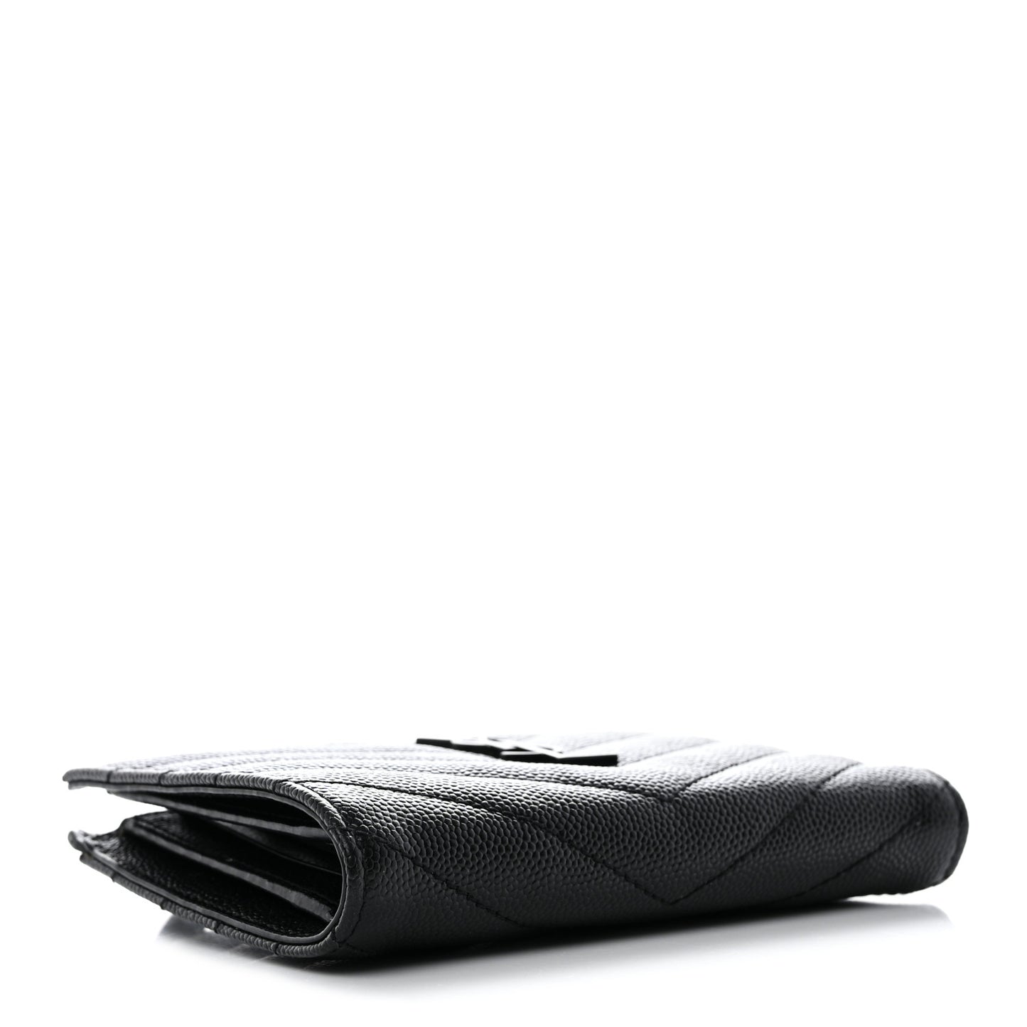 Grain De Poudre Matelasse Chevron Monogram Zipped Two-Part Wallet Black
