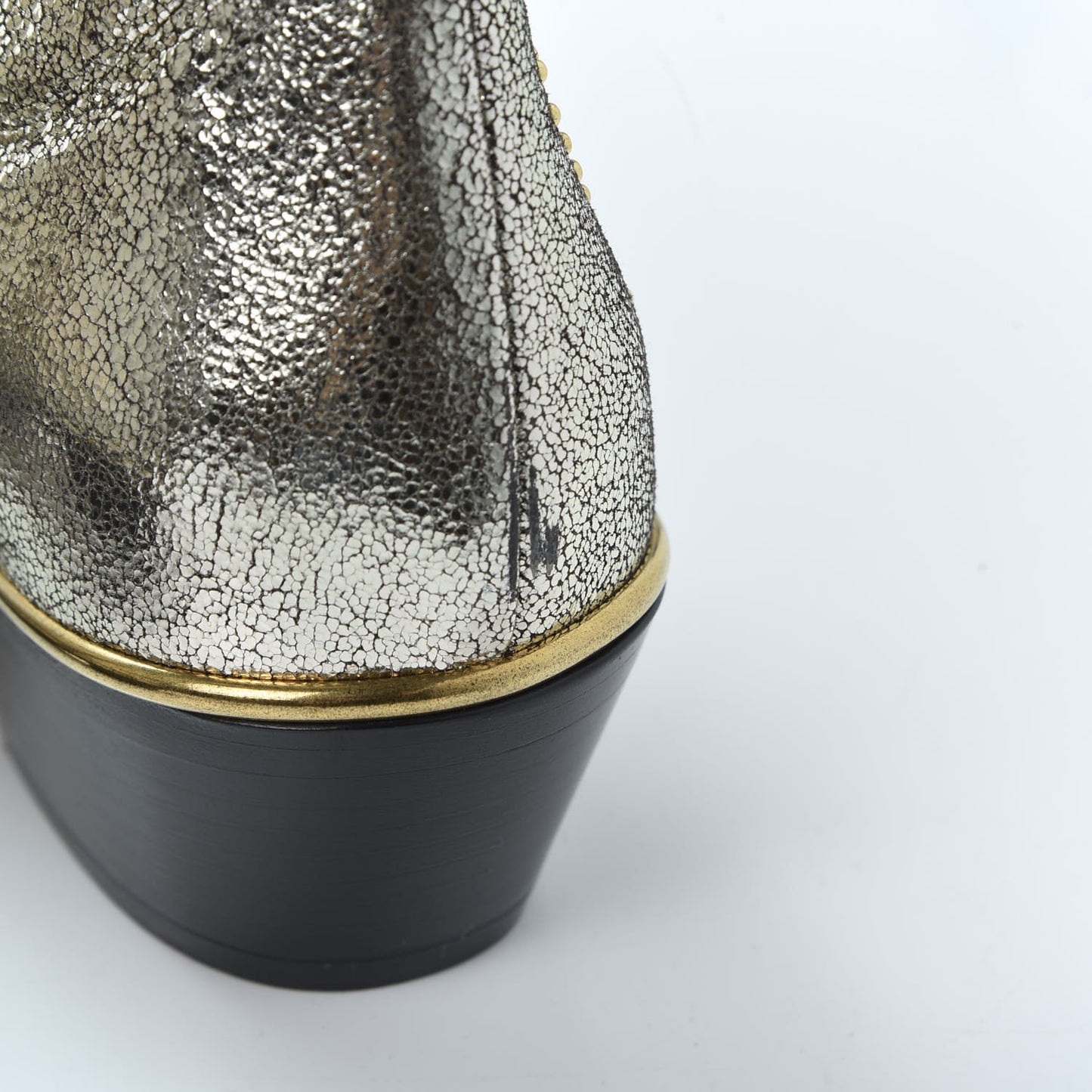 Metallic Nappa Sheepskin Studded Susanna Ankle Boots 36 Gold