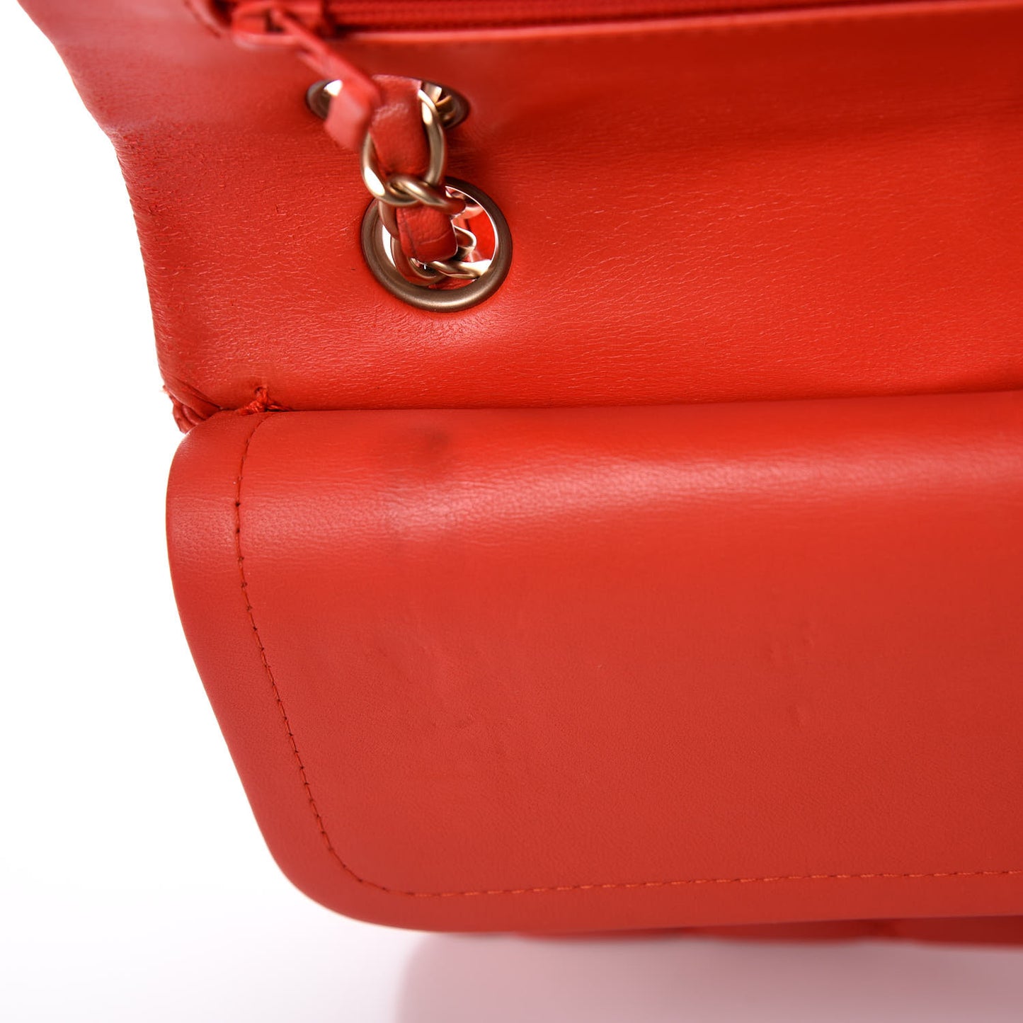 Lambskin Quilted Medium Double Flap Red