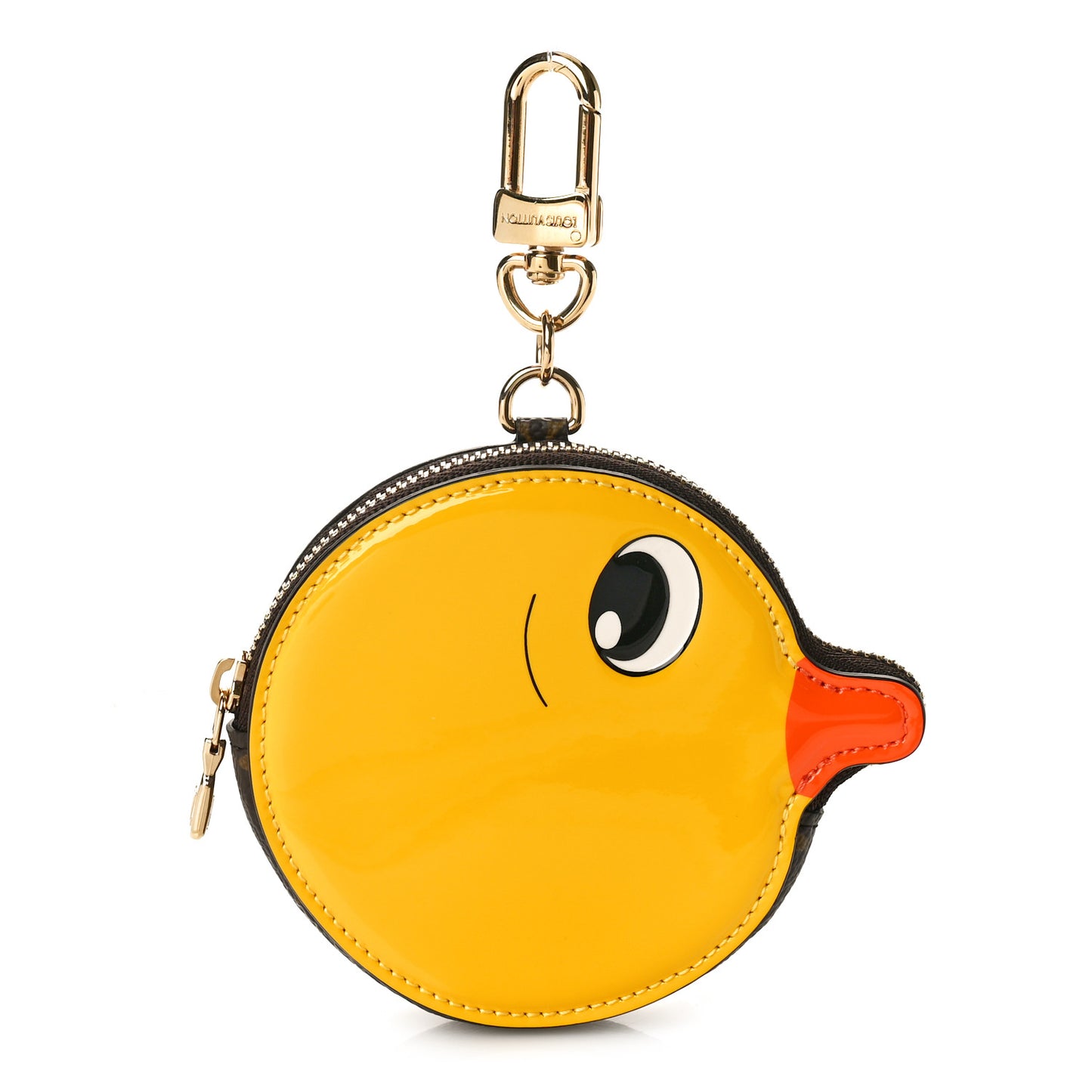 Patent Monogram Duck Head Coin Purse Yellow