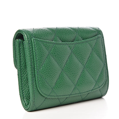 Chanel Caviar Quilted Card Holder Wallet Green 3 of 9