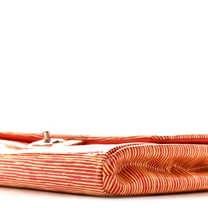 Chanel Patent Calfskin Striped Clutch With Chain Flap Red 10 of 11