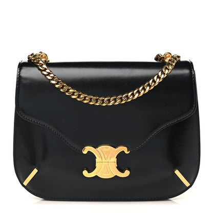 Celine Shiny Calfskin Chain Besace Triomphe Black 1 of 8