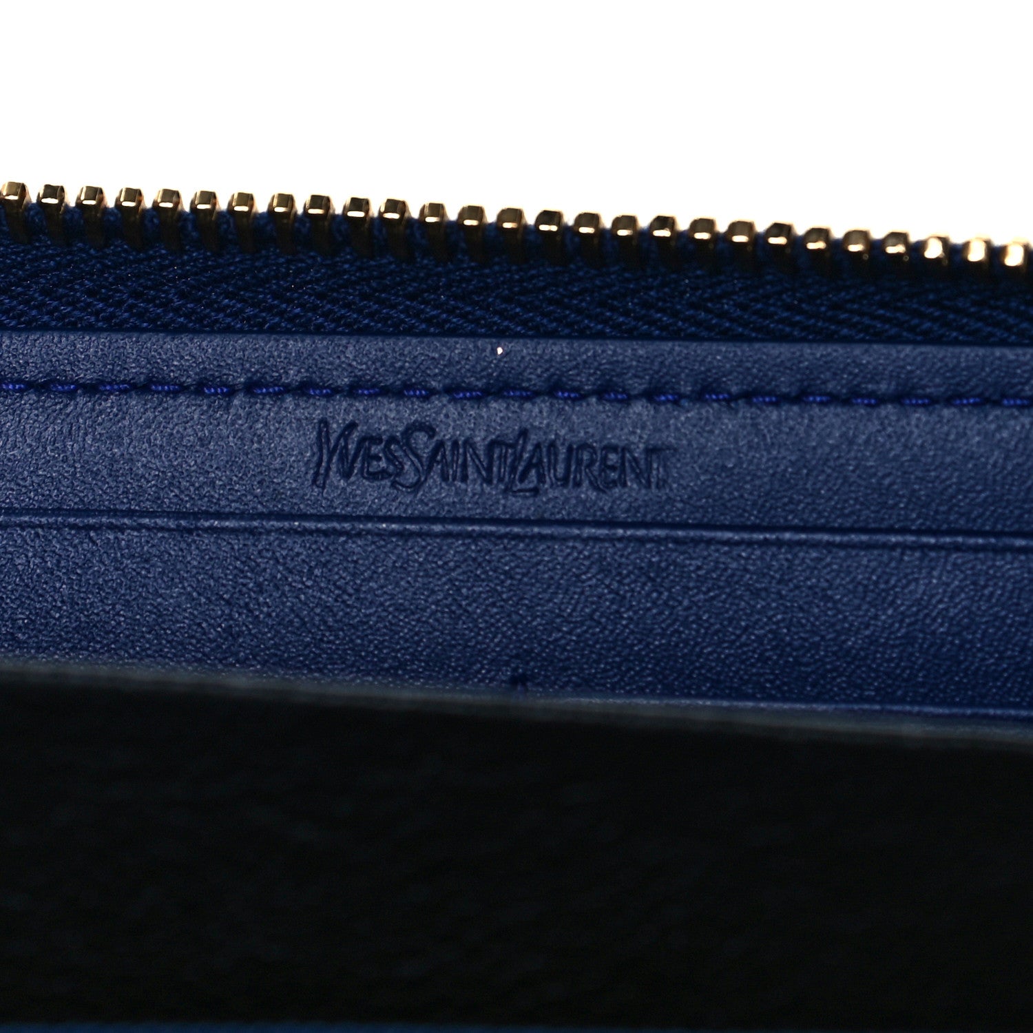 Saint Laurent Patent Calfskin Belle De Jour Zip Around Wallet Royal Blue 6 of 8