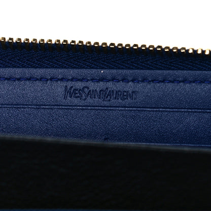 Saint Laurent Patent Calfskin Belle De Jour Zip Around Wallet Royal Blue 6 of 8