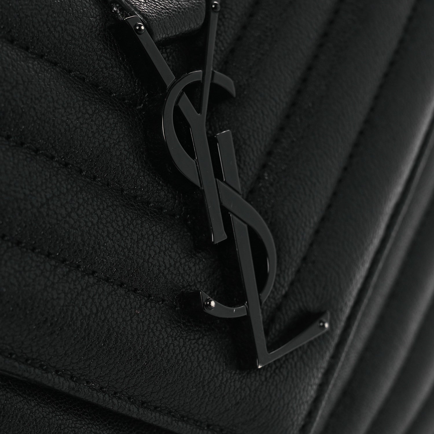 Saint Laurent Sheepskin Matelasse Chevron Monogram Monochrome Medium College Bag Black 11 of 11