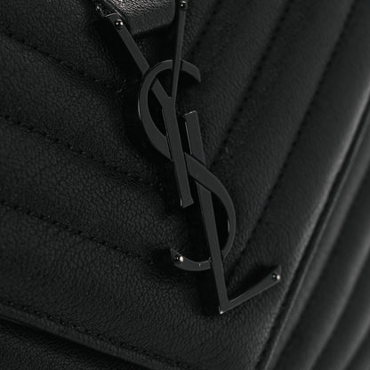 Saint Laurent Sheepskin Matelasse Chevron Monogram Monochrome Medium College Bag Black 11 of 11