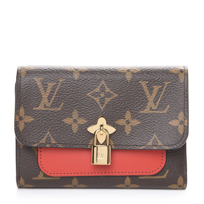 Louis Vuitton Monogram Flower Lock Compact Wallet Coquelicot 1 of 8