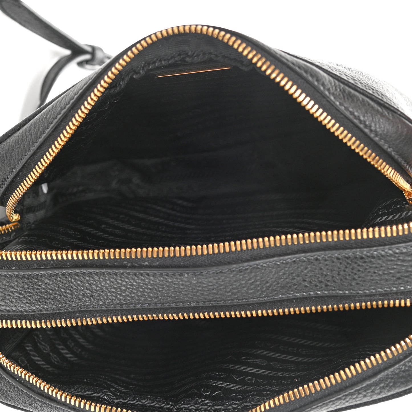 Vitello Daino Medium Double Zip Shoulder Bag Black