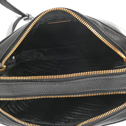 Prada Vitello Daino Medium Double Zip Shoulder Bag Black 7 of 13