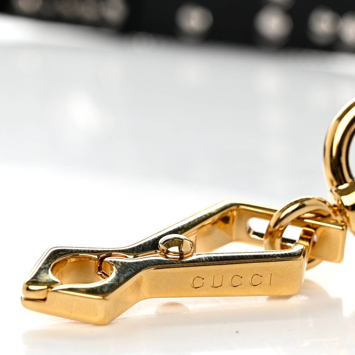 Gucci Canvas Studded Wide Logo Shoulder Strap Black 5 of 5