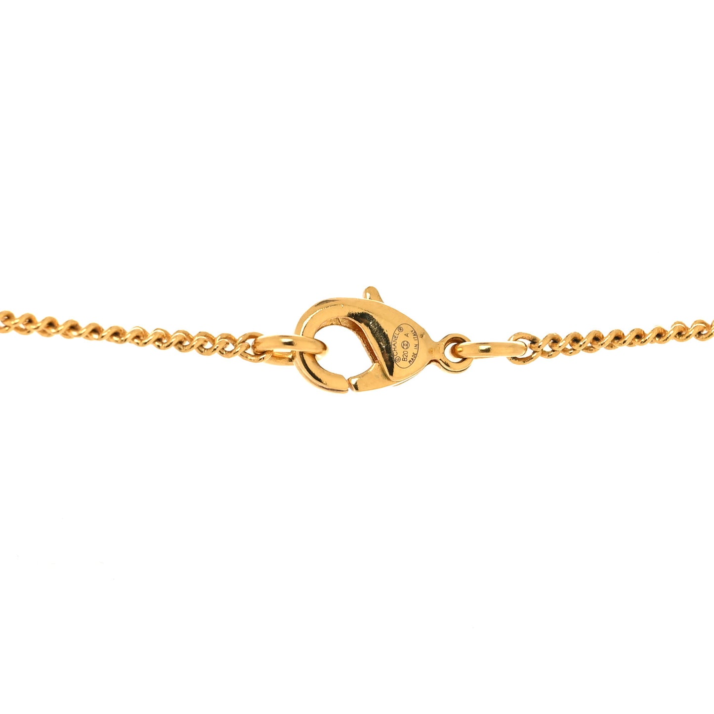 Metal CC Paris Button Necklace Gold