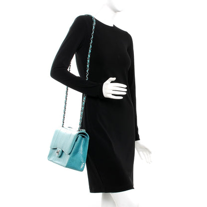 Chanel Python Jumbo Double Flap Turquoise 2 of 10