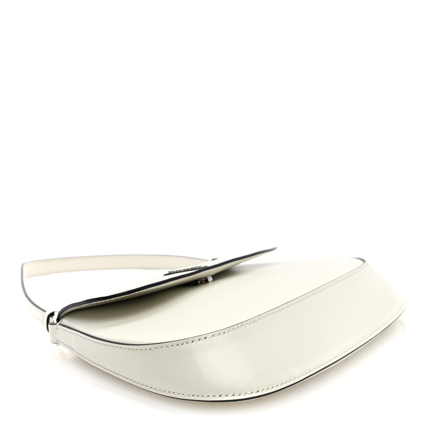 Prada Spazzolato Cleo Flap Shoulder Bag White 4 of 9