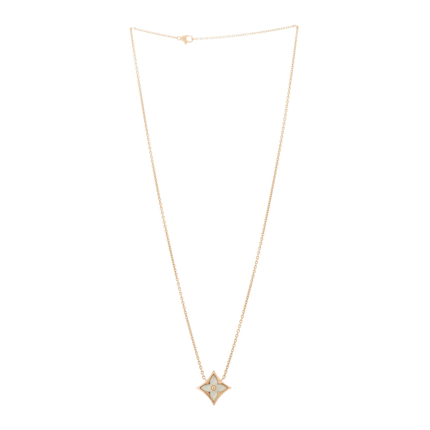 Louis Vuitton 18K Pink Gold Mother of Pearl Color Blossom Star Pendant Necklace 3 of 6