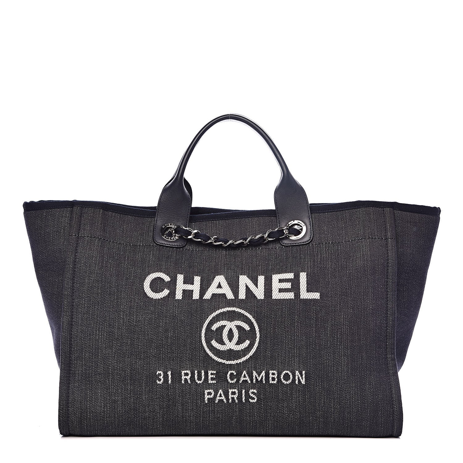Chanel Denim Large Deauville Tote Dark Blue 1 of 13