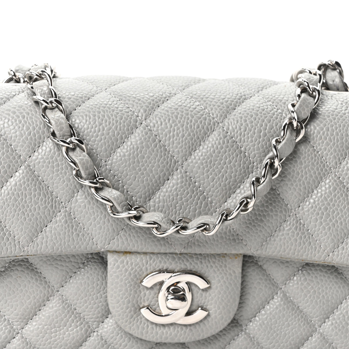 Chanel Caviar Quilted Mini Rectangular Flap Light Grey 8 of 11