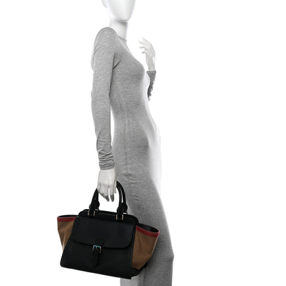 Burberry Canvas Mega Check Grained Calfskin Medium Harcourt Satchel Black 2 of 11