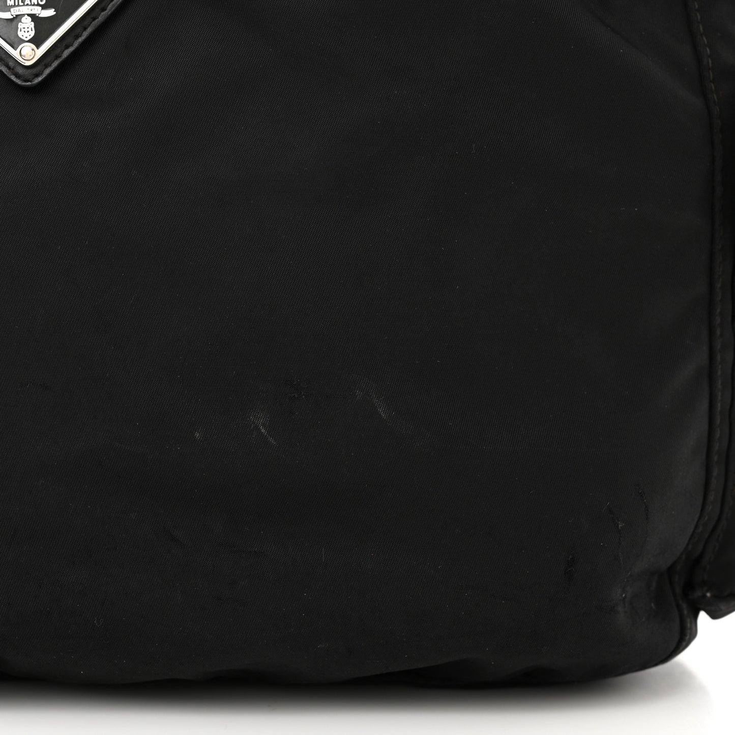 Re-Nylon Vela Saffiano Pocket Double Zip Shoulder Bag Black