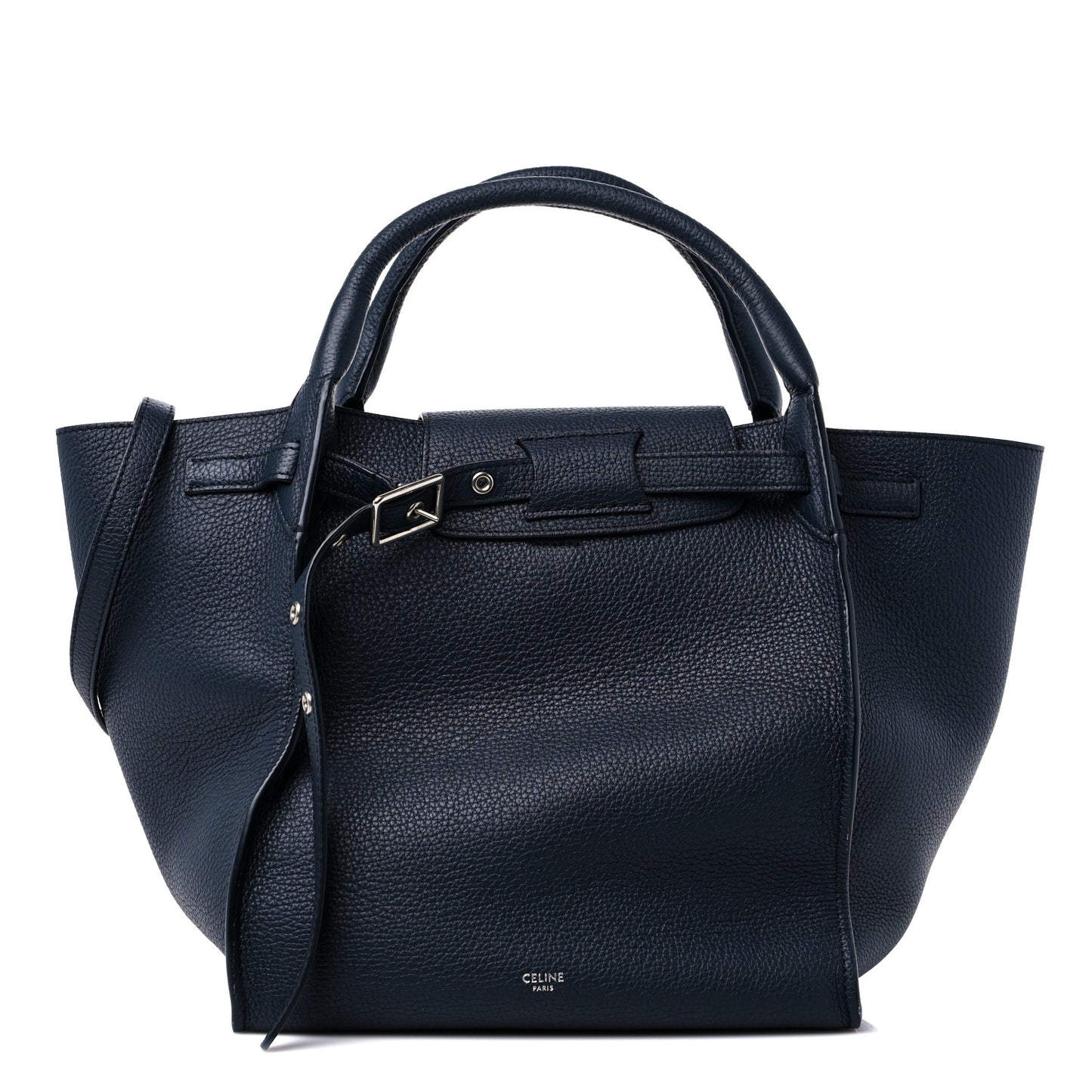 Supple Grained Calfskin Small Big Bag Dark Blue