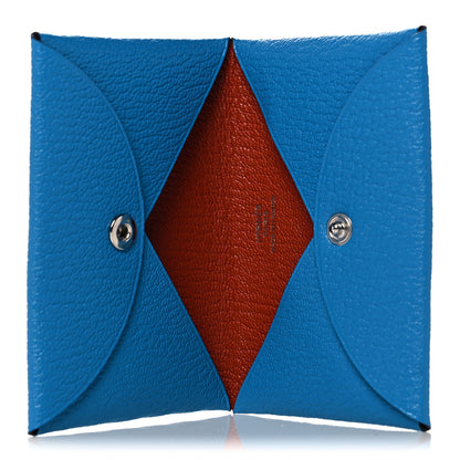 Hermes Chevre Mysore Verso Calvi Card Case Bleu Frida Cuivre 5 of 8