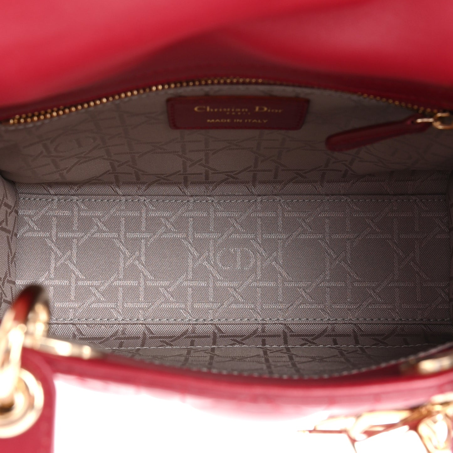 Lambskin Cannage Small Lucky Badges My Lady Dior Red