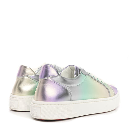 Christian Louboutin Metallic Calfskin Flat Sneakers 37 White Multicolor 5 of 9