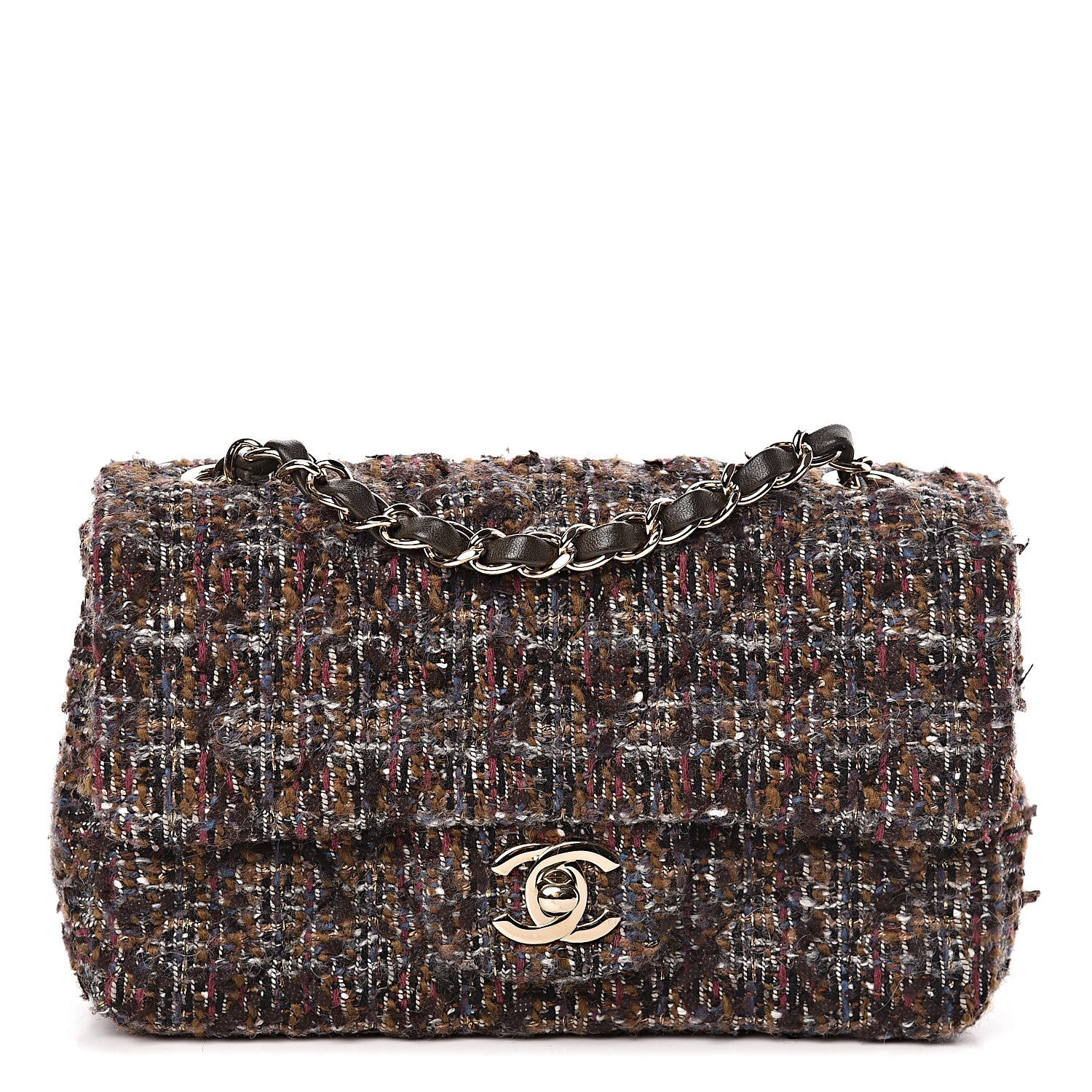 Chanel Tweed Quilted Mini Rectangular Flap Beige 1 of 11