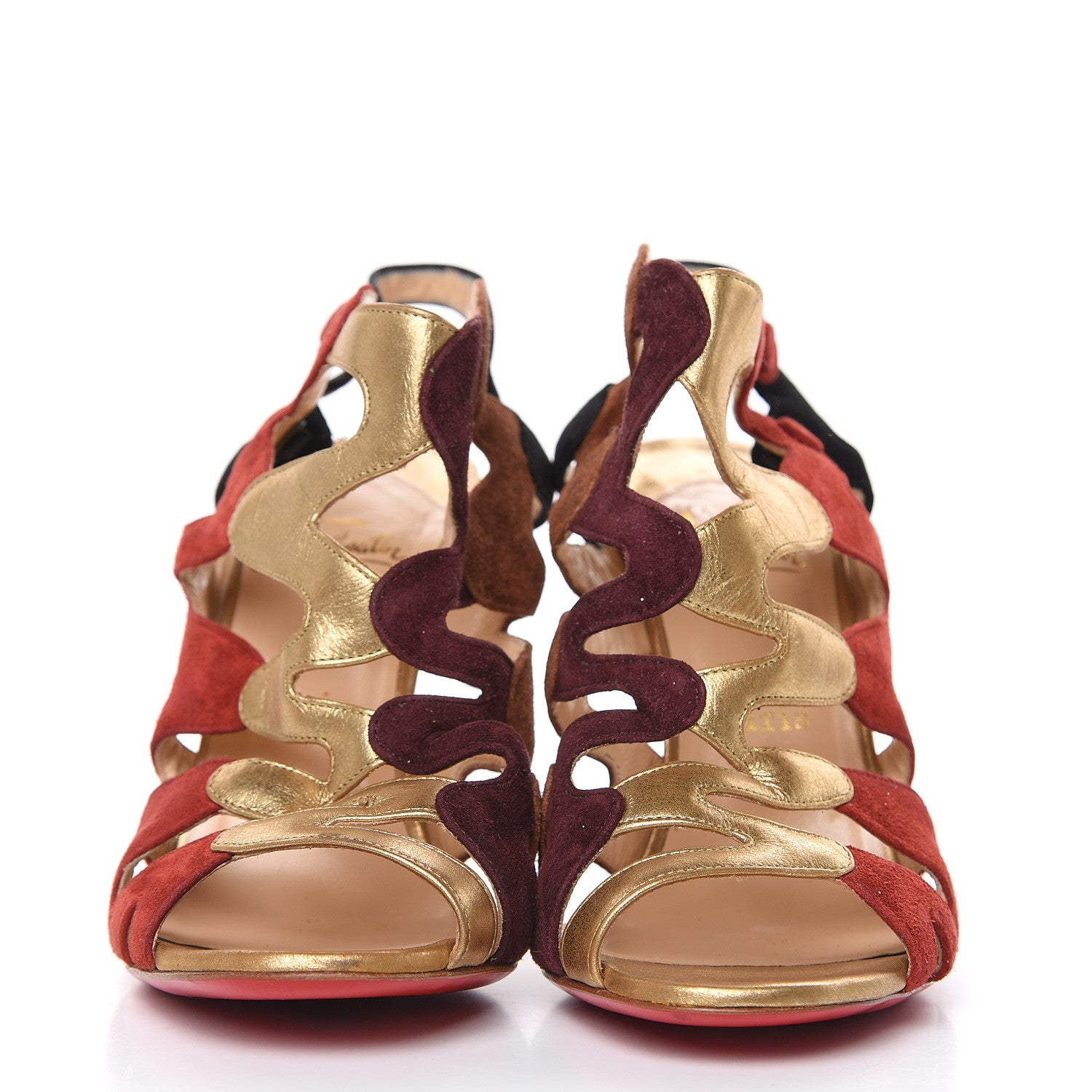 Christian Louboutin Suede Metallic Cutout 100 Booties 38 Multicolor 2 of 14