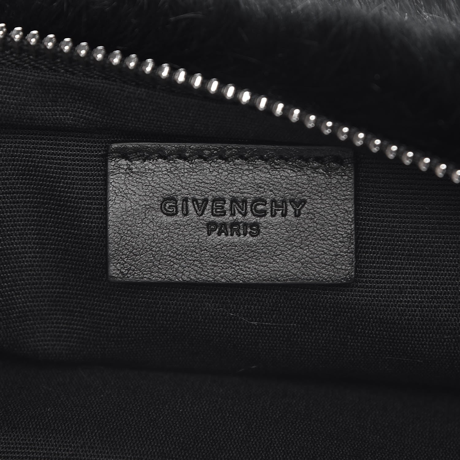 Givenchy Faux Fur Two Tone Large GV3 Pouch Wristlet Black White 6 of 8