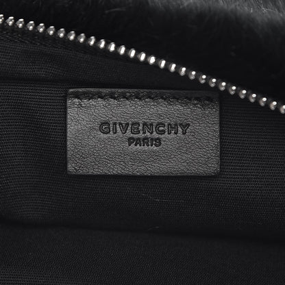 Givenchy Faux Fur Two Tone Large GV3 Pouch Wristlet Black White 6 of 8