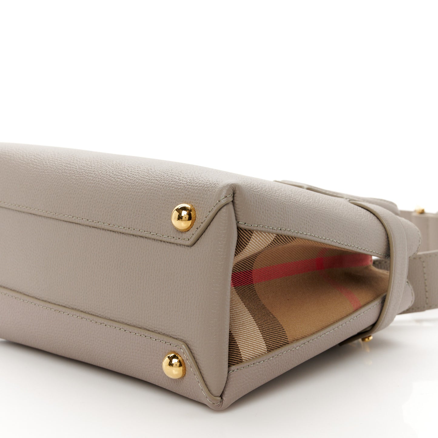 Grainy Calfskin House Check Small Banner Tote Taupe Brown