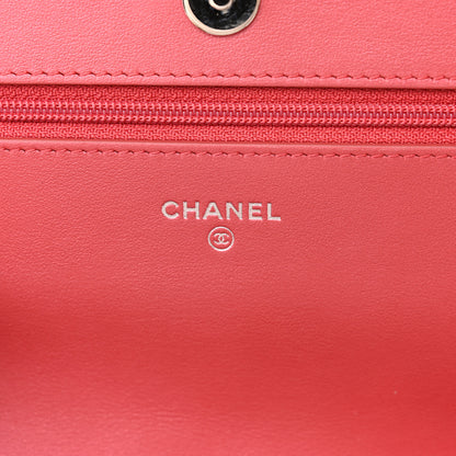 Chanel Goatskin Camellia Embossed Wallet On Chain WOC Pink 6 of 12