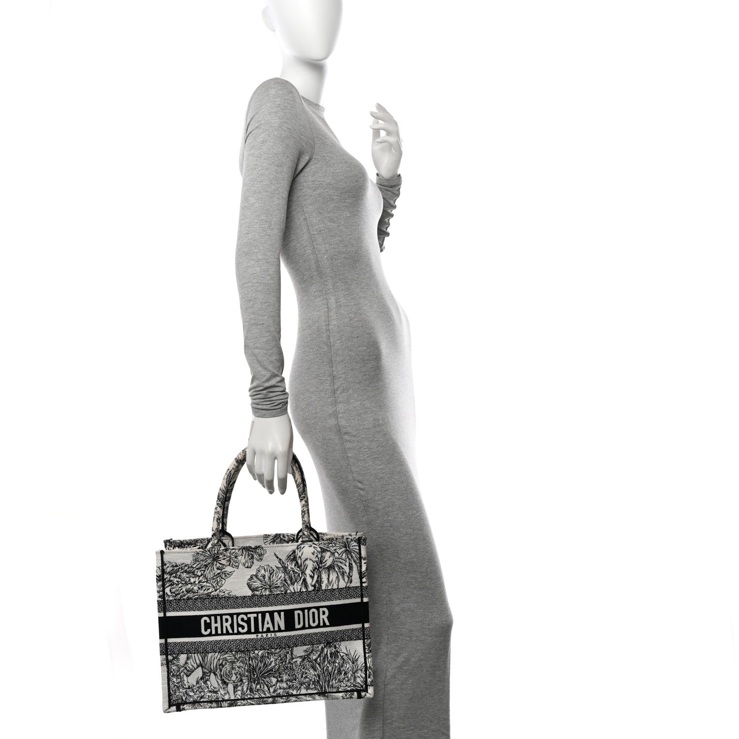 Christian Dior Canvas Embroidered Medium Toile de Jouy Voyage Book Tote White Black 2 of 17