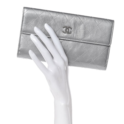 Chanel Aged Metallic Calfskin Large Palette Flap Wallet Silver 2 of 12