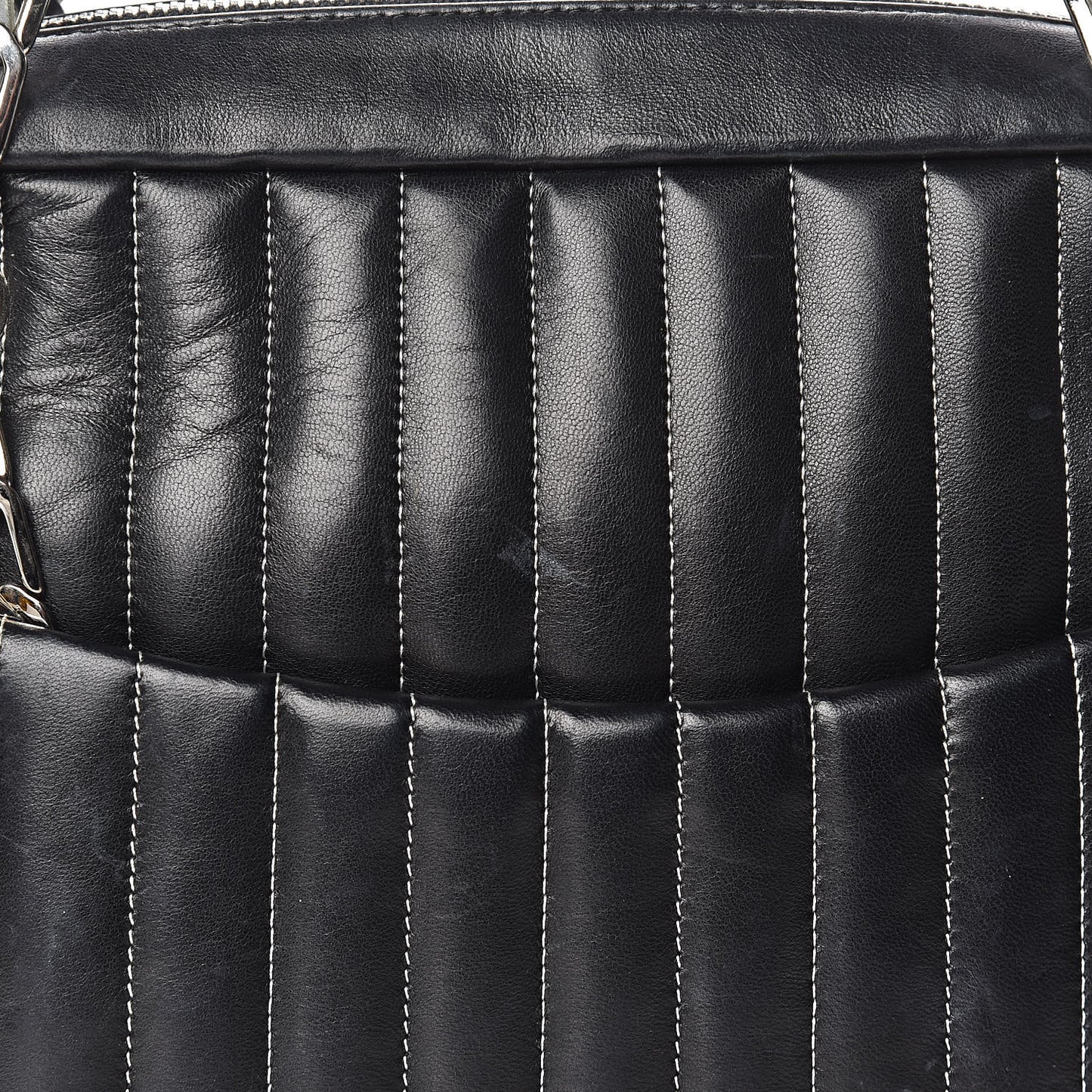 Lambskin Vertical Quilted Mademoiselle Camera Case Black
