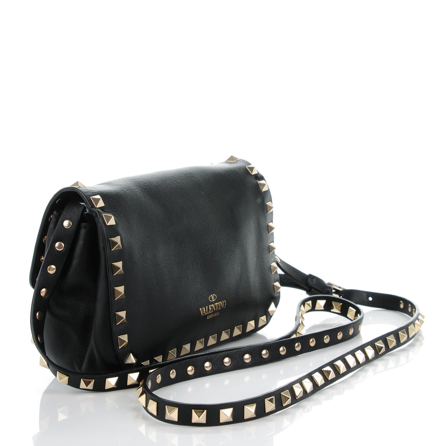 Valentino Garavani Vitello Mini Rockstud Flap Saddle Crossbody Bag Black 3 of 7