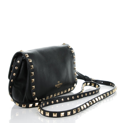 Valentino Garavani Vitello Mini Rockstud Flap Saddle Crossbody Bag Black 3 of 7