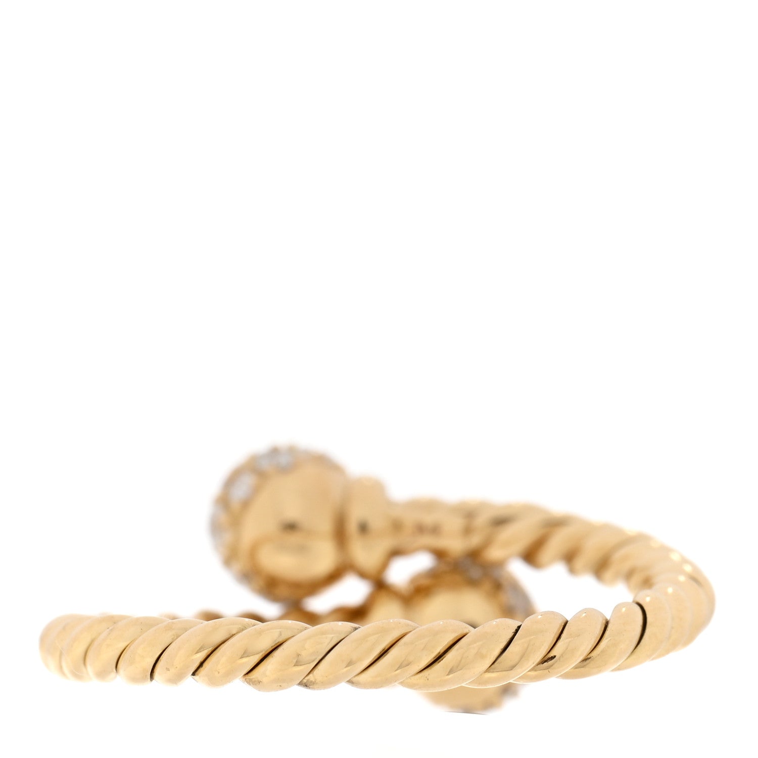 David Yurman 18K Yellow Gold Diamond Solari Bypass Ring 53 6.5 3 of 4