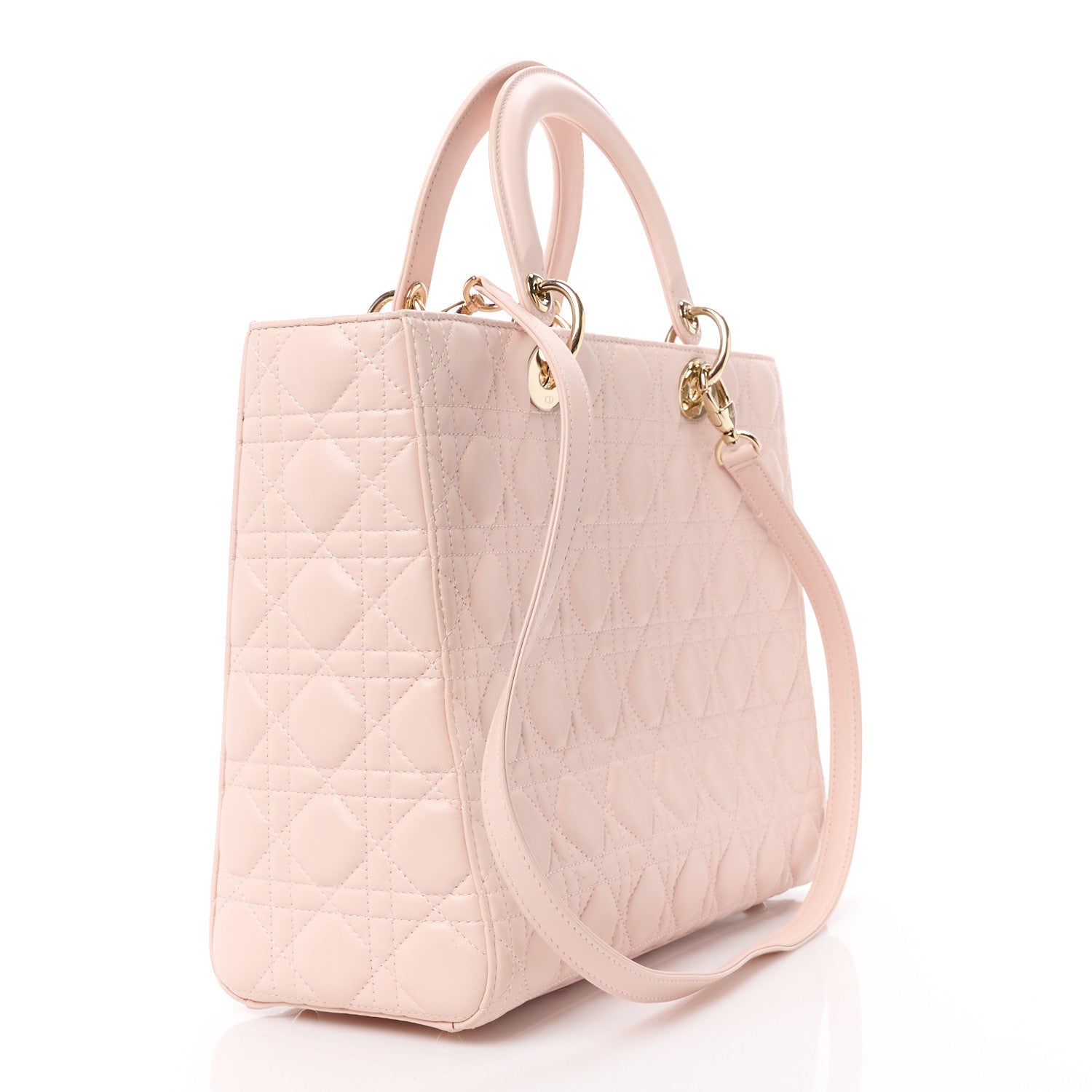 Christian Dior CHRISTIAN DIOR Lambskin Cannage Large Lady Dior Light Pink 3 of 13