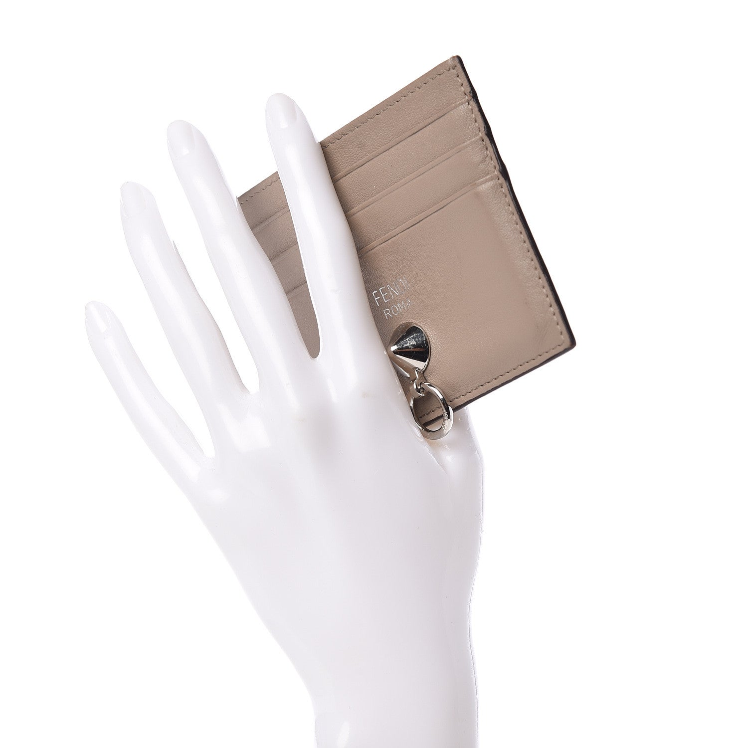 Fendi Vitello Liberty Century Lucido By The Way Card Holder Tortora 3 of 7