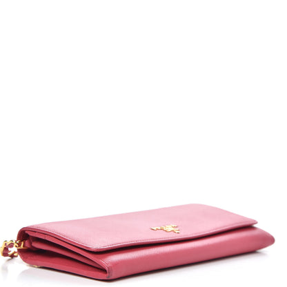 Prada Saffiano Metal Oro Chain Wallet Peonia 4 of 10
