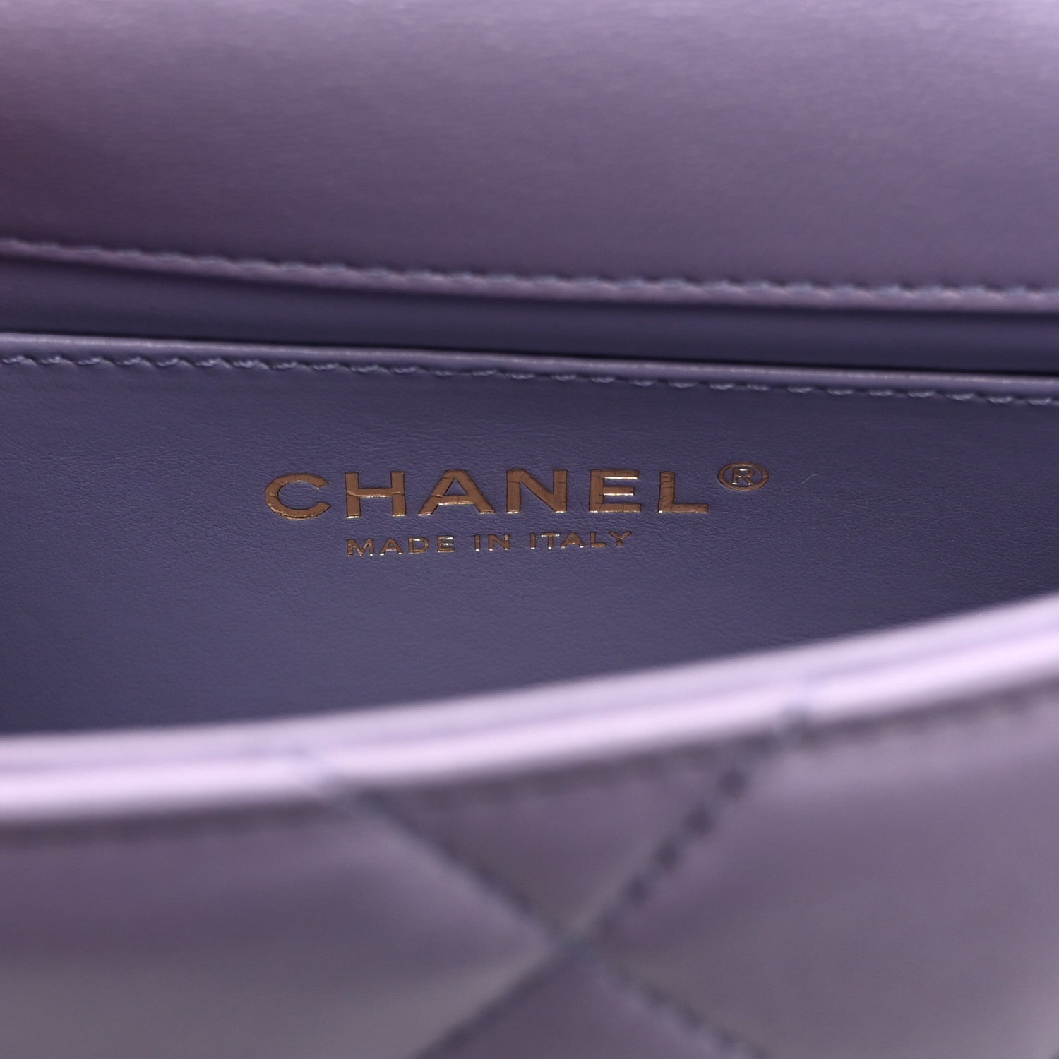 Chanel Shiny Lambskin Quilted Mini Pearl Logo Flap Light Purple 6 of 10