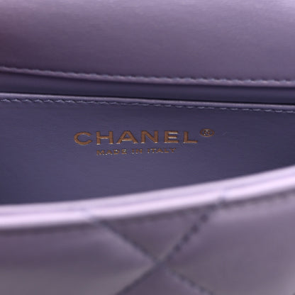 Chanel Shiny Lambskin Quilted Mini Pearl Logo Flap Light Purple 6 of 10