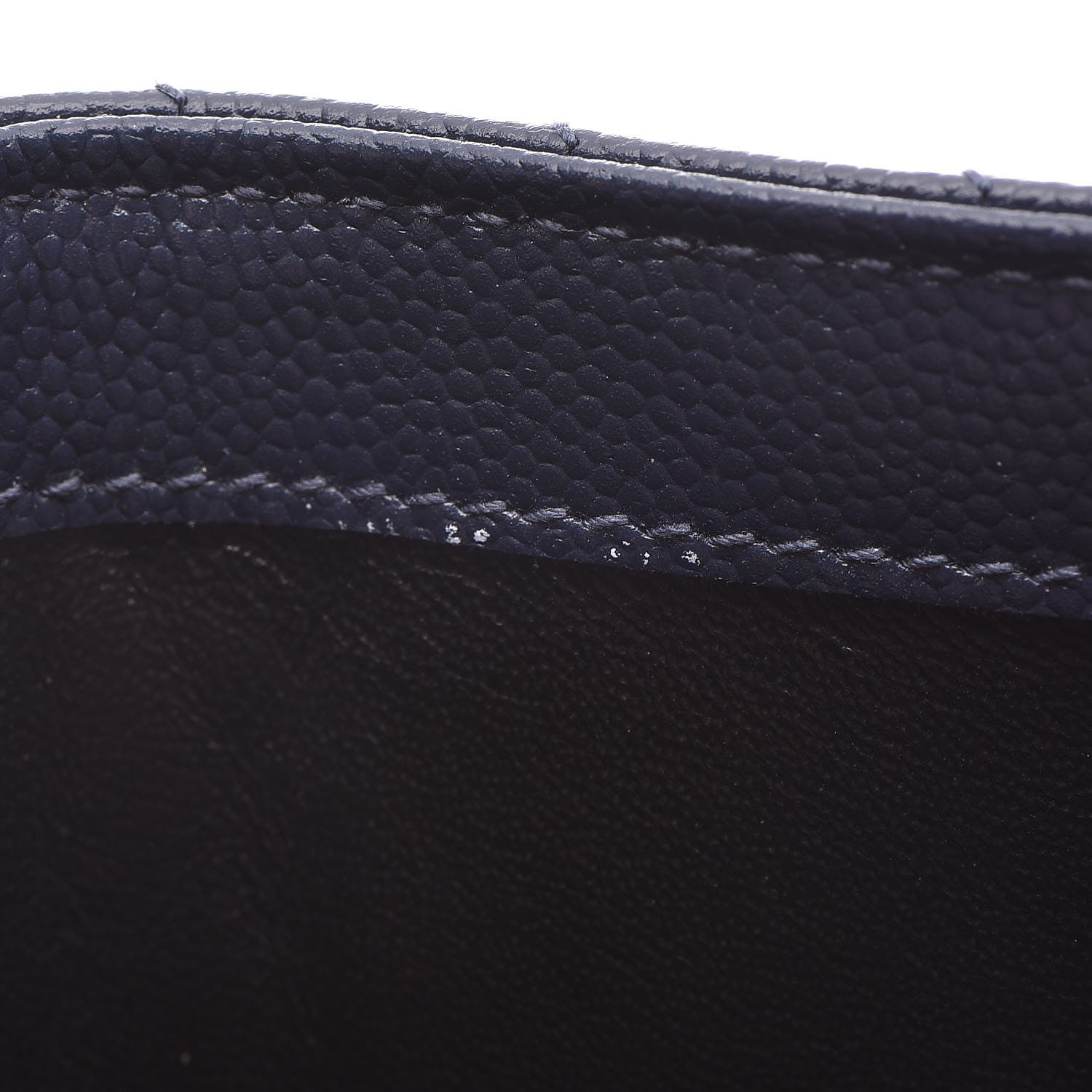 Saint Laurent Grain De Poudre Matelasse Chevron Monogram Zipped Card Case Navy 9 of 10