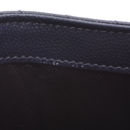 Saint Laurent Grain De Poudre Matelasse Chevron Monogram Zipped Card Case Navy 9 of 10