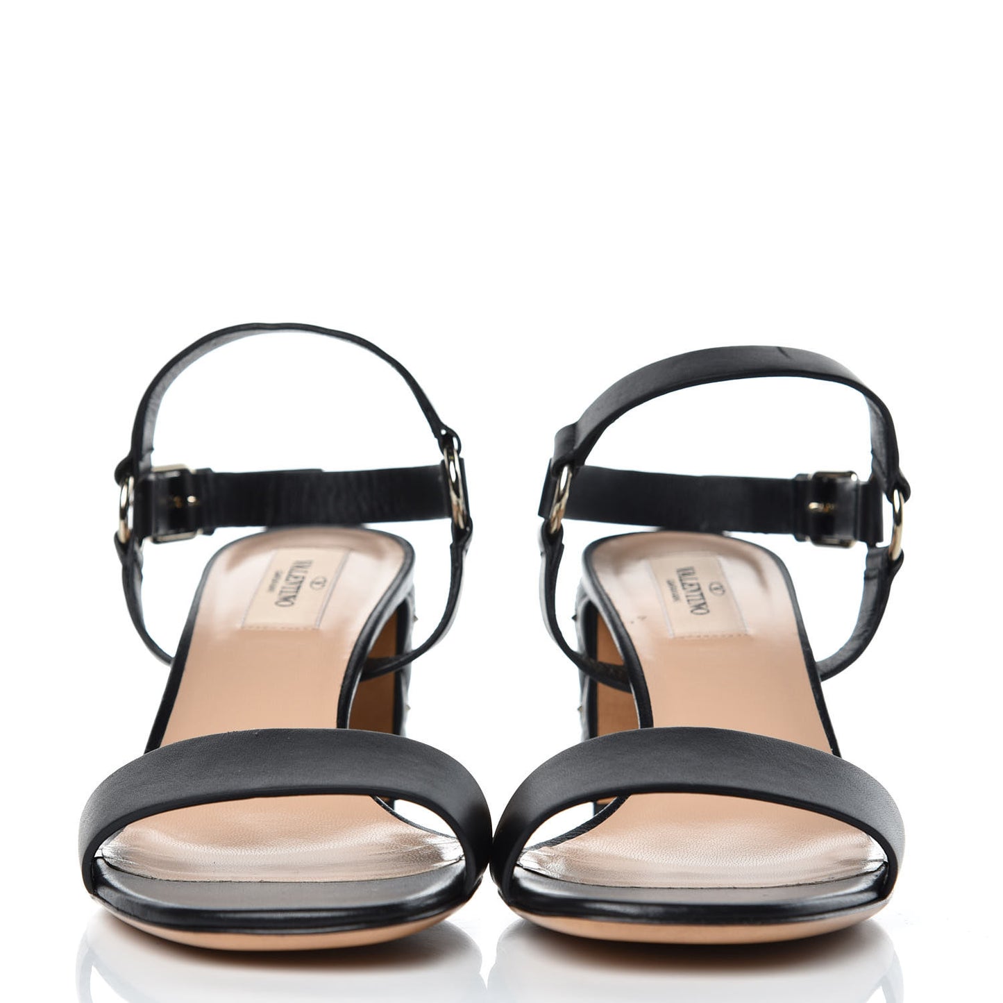 Calfskin Nappa Rockstud Spike 60mm Ankle Strap Sandals 40 Black