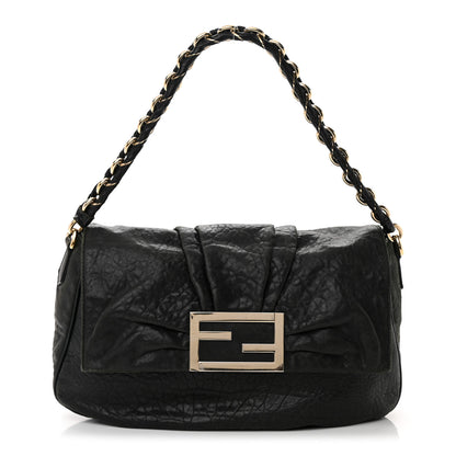 Fendi Crinkled Lambskin Mia Shoulder Flap Black 1 of 17